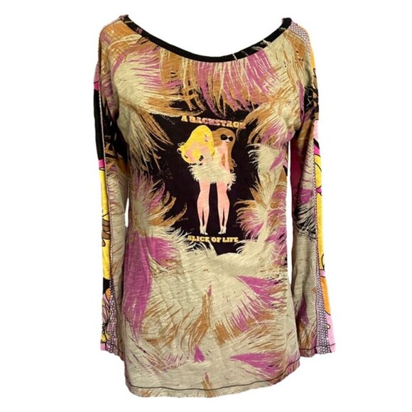 Custo Barcelona "A Backstage Slice Of Life" Floral Sequin Long Sleeve Top - M - Picture 2 of 11